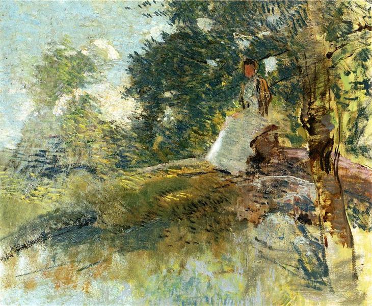 Landscape with Seated Figure - Julian Alden Weir