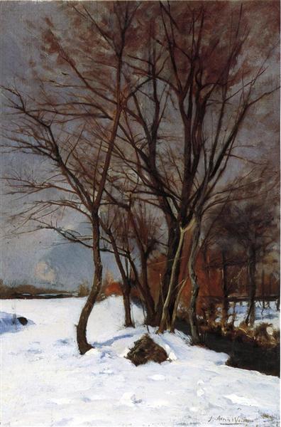 Winter Landscape with Stream, c.1888 - Джулиан Олден Вейр