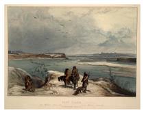 Fort Clark on the Missouri, February 1834, plate 15 from Volume 2 of 'Travels in the Interior of North America' - Karl Bodmer