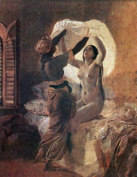 In a Harem. "By Allah's Order Underwear Should Be Changed Once a Year", 1823 - 1835 - Karl Briulov