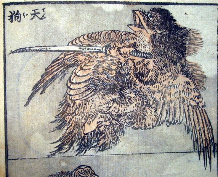 Drawing of a tengu - Hokusai
