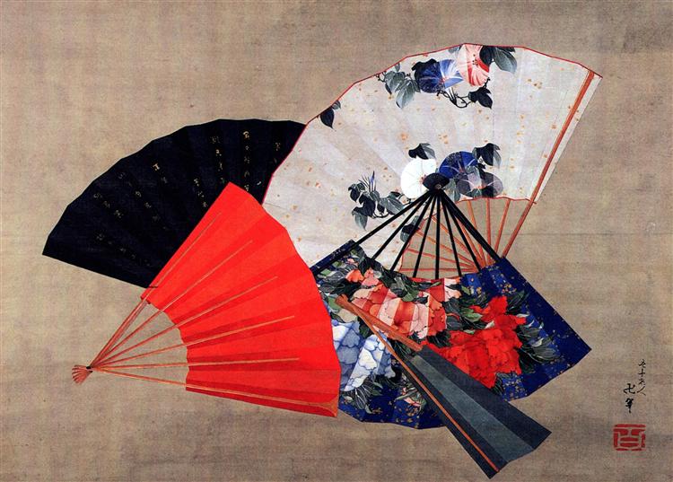 Five fans - Hokusai