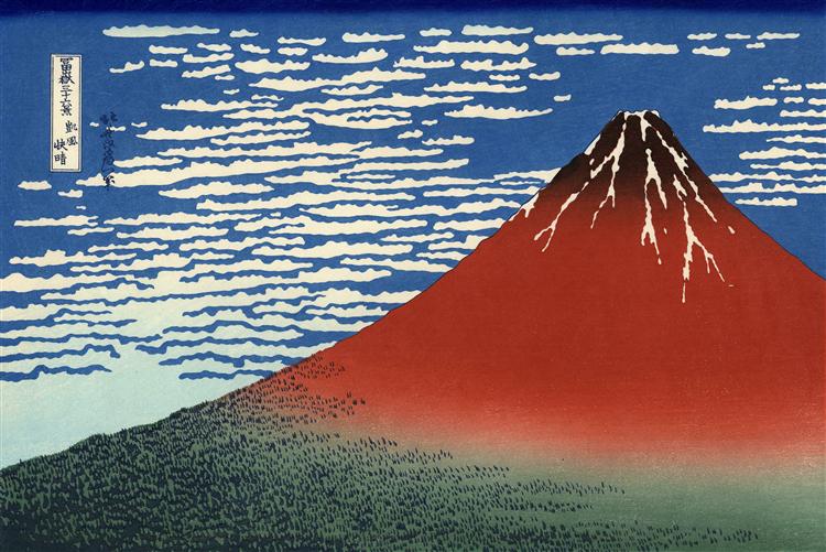 Fuji, Mountains in clear Weather  (Red Fuji), 1831 - Katsushika Hokusai