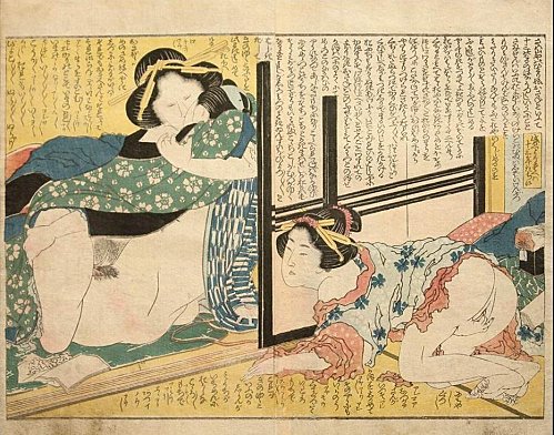 Masturbation and voyeurism, 1824 - Katsushika Hokusai
