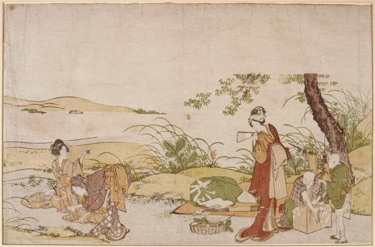 The harvesting of mushrooms - Katsushika Hokusai