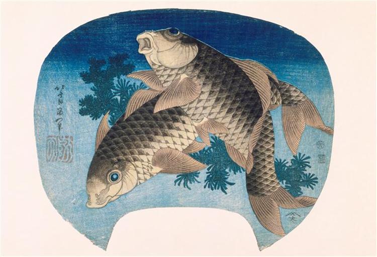 Two carps - Katsushika Hokusai