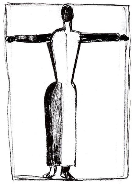 Figure in the form of a cross with raised hands - Kasimir Sewerinowitsch Malewitsch