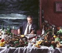 Self-Portrait with Wine Glass (Gluttony) - Kent Bellows