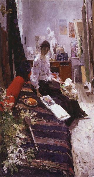 In the artist's studio, 1892 - Костянтин Коровін