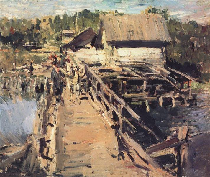 The bridge at the mill, 1908 - Konstantín Korovin