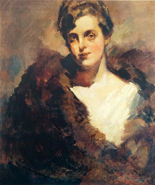 The portrait of Mariinsky Theatre singer Vera Aleekseevna Dorofeeva, 1920 - Konstantin Alexejewitsch Korowin