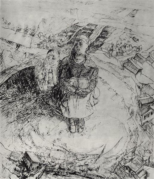 Over a cliff, 1920 - Kouzma Petrov-Vodkine