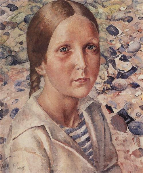 The girl on the beach, 1925 - Kouzma Petrov-Vodkine