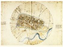 A plan of Imola - Léonard de Vinci
