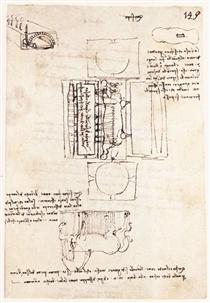 Manuscript page on the Sforza monument - Léonard de Vinci