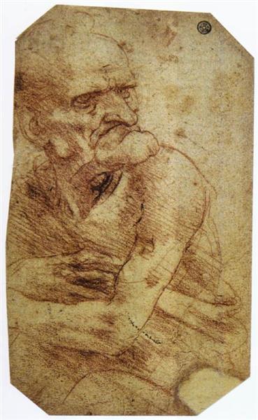 Study of an Old Man, c.1480 - Léonard de Vinci
