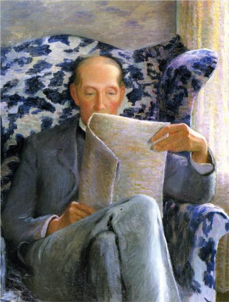 Thomas Sergeant Perry Reading a Newspaper, 1924 - Lilla Cabot Perry