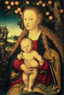 Madonna mit Kind unter einem Apfelbaum - Lucas Cranach der Ältere