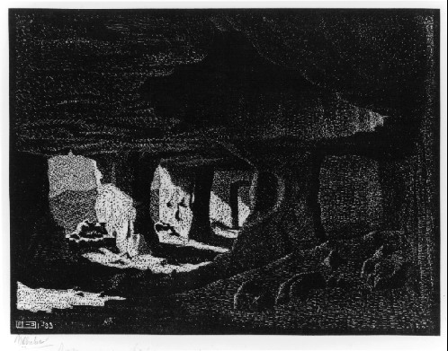 Cave Dwellings (near Sperlinga), Sicily, 1933 - 艾雪
