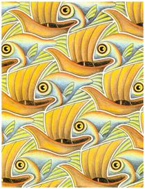 Fish & Boat - M. C. Escher