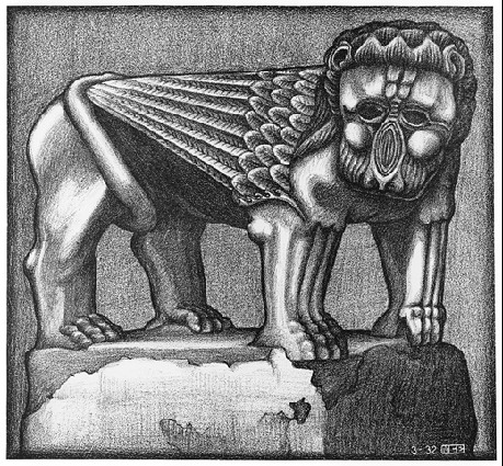 Lion of The Fountain in The Piazza al Ravello, 1932 - Maurits Cornelis Escher