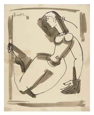 Female Figure, 1950 - M.F. Husain