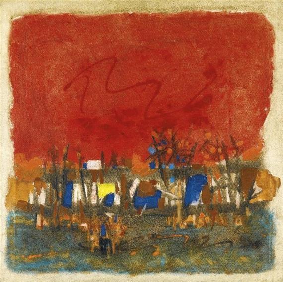 Red Landscape, 1964 - Maqbul Fida Husain