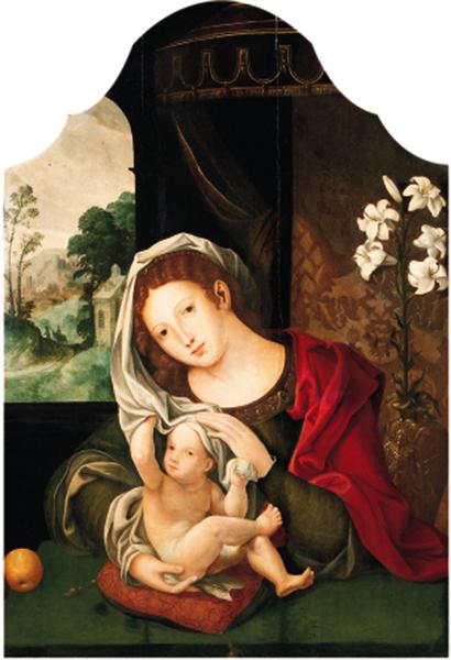 Madonna and Child playing with the veil, c.1520 - Мабюз