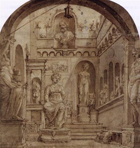 Sculpture Court of the Casa Sassi in Rome, c.1535 - Мартен ван Гемскерк