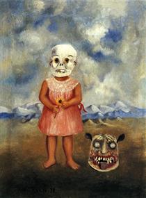 Girl with Death Mask (She Plays Alone) - Frida Kahlo