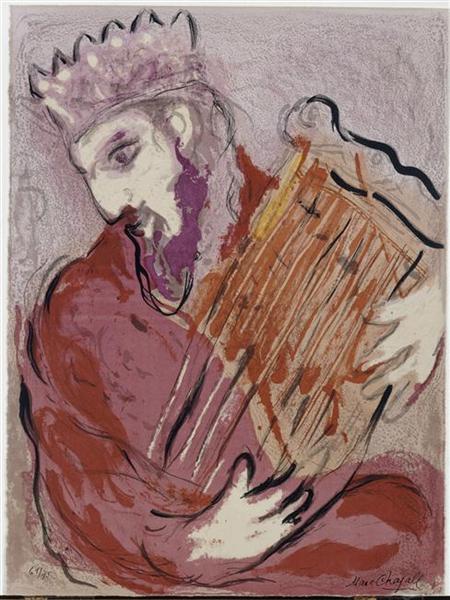 David with his harp, 1956 - Marc Chagall