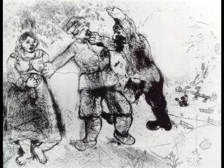 Иллюстрация к поэме Николая Гоголя "Мертвые души", c.1923 - Марк Шагал