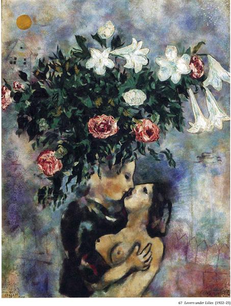 Lovers under lilies, 1925 - Марк Шагал