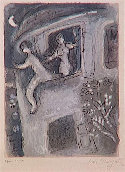 Michal saves David from Saul, 1960 - Marc Chagall