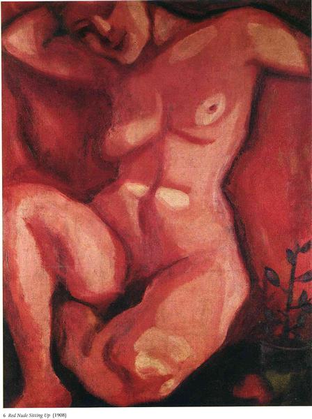 Сидящая красная обнаженная, 1908 - Марк Шагал