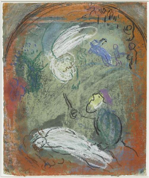 The sacrifice of Isaac, c.1964 - Marc Chagall