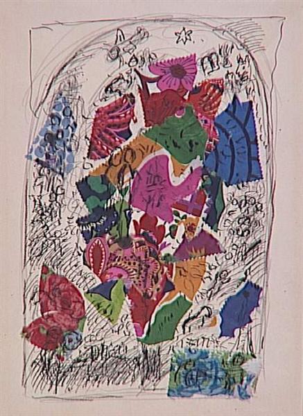 Tree of life (sketch to vitrage in Chapelle des Cordeliers in Sarrebourg), 1974 - Марк Шагал