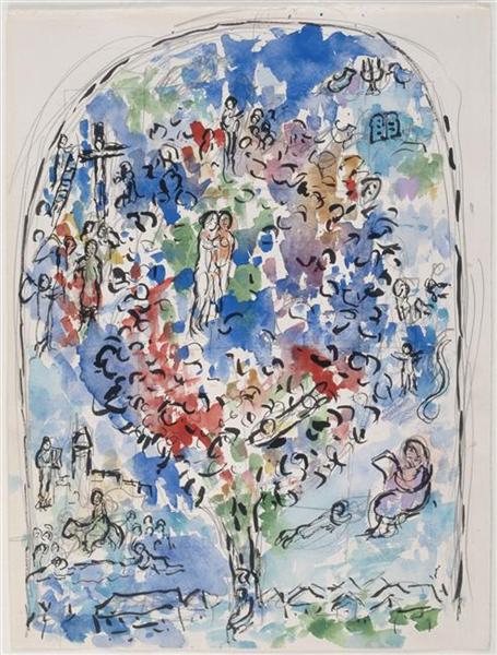 Tree of life (sketch to vitrage in Chapelle des Cordeliers in Sarrebourg), 1974 - Marc Chagall