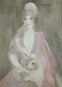 Portrait of Baroness Gourgaud with Pink Coat - Marie Laurencin