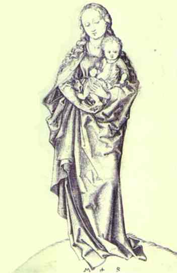 Virgin and The Infant Holding an Apple - Мартин Шонгауэр