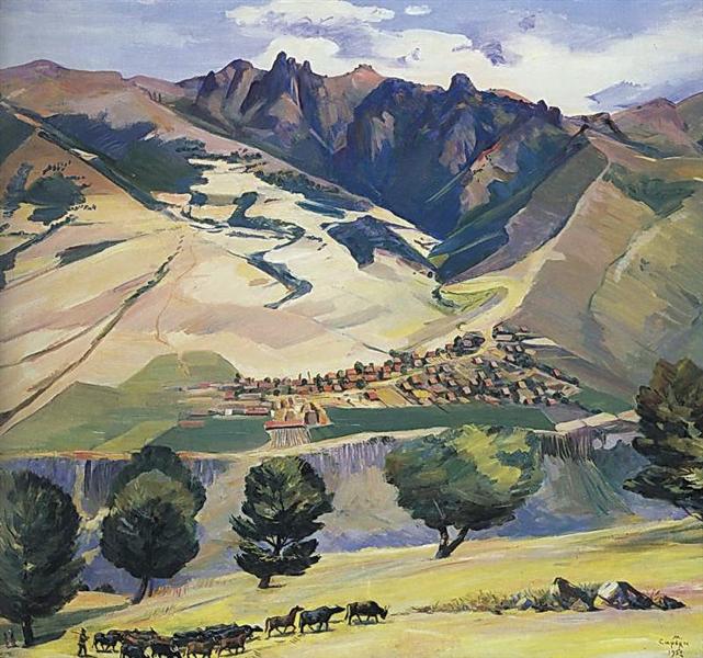 Collective farm of village Karindzh in the mountains Tumanyan, 1952 - Martiros Sarjan