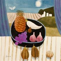 Still life with pineapple and butterfly - Mary Fedden