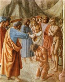 Le Baptême des néophytes - Masaccio