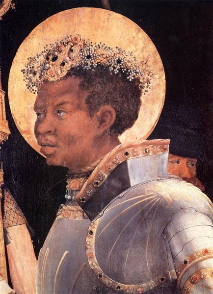 St. Maurice (detail from The Meeting of St. Erasmus and St. Maurice), c.1520 - c.1524 - Матиас Грюневальд