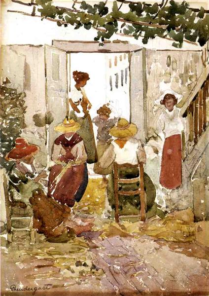 Lacemakers, Venice, c.1898 - c.1899 - Морис Прендергаст