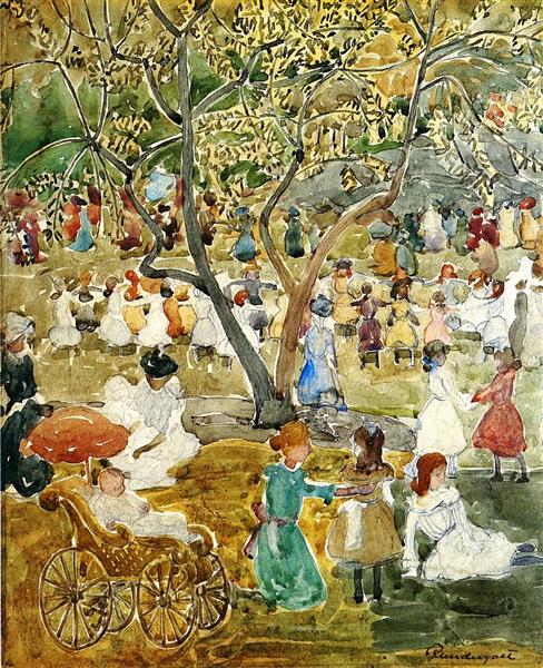 May Party (also known as May Day, Central Park), c.1900 - c.1903 - Морис Прендергаст