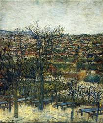 Benches at Montmagny (Val-d'Oise) - Maurice Utrillo