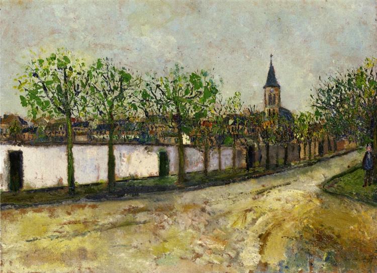 Church and Street in Montmagny - Maurice Utrillo