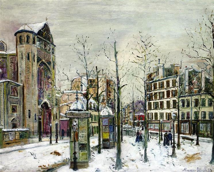 The squre Abbesses in the Snow - Maurice Utrillo