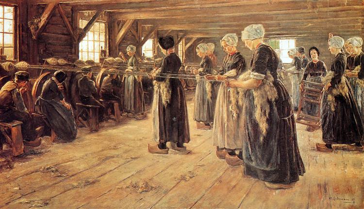 Spinning Workshop in Laren, 1889 - Max Liebermann